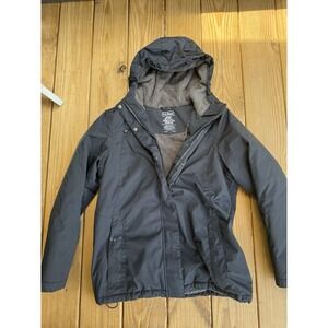 L.L.Bean Jacket Womens M Black Hooded Fleece Lined  Coat Winter Warmer